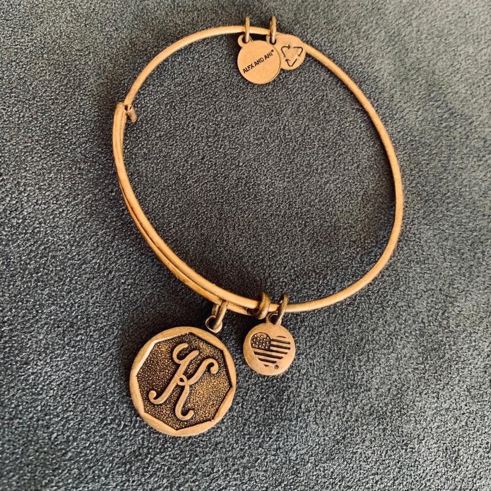 Alex and Ani Gold Charm Bracelet “K”